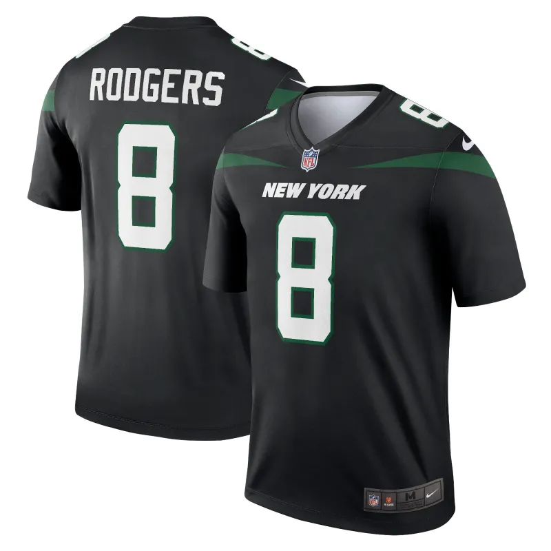 Men's New York Jets Aaron Rodgers Stealth Black Alternate Legend Player Jersey