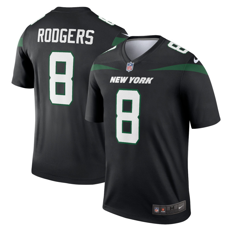 Men's New York Jets Aaron Rodgers Stealth Black Alternate Legend Player Jersey