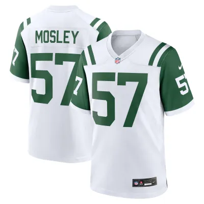 Men's New York Jets C.J. Mosley White Classic Alternate Game Jersey 01