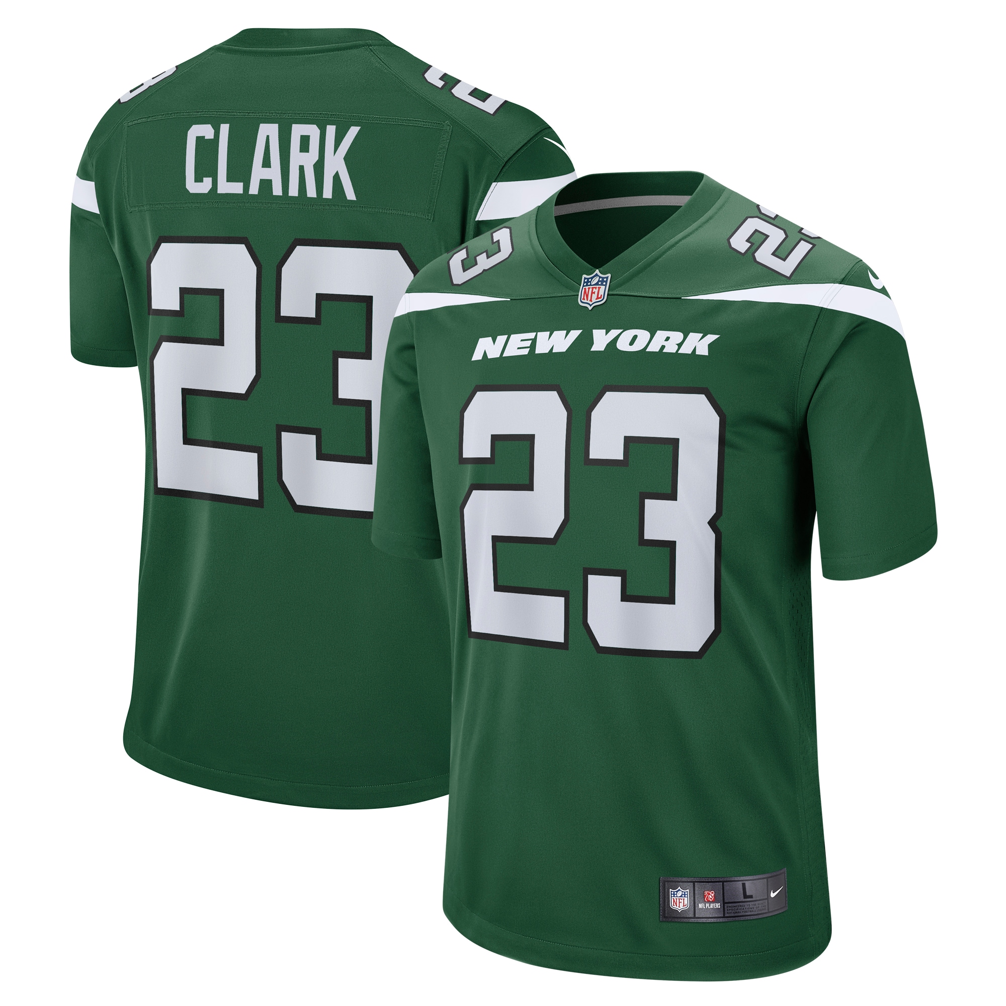Men's New York Jets Chuck Clark Gotham Green Team Game Jersey
