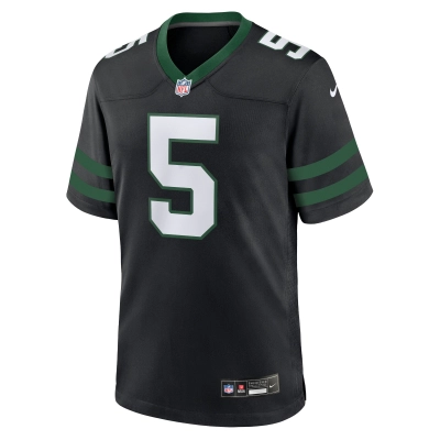 Men's New York Jets Garrett Wilson Legacy Black Alternate Game Jersey 02