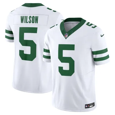 Men's New York Jets Garrett Wilson Legacy White Vapor F.U.S.E. Limited Jersey 01