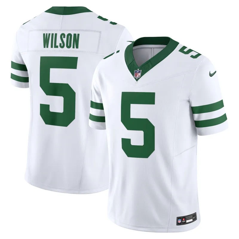 Men's New York Jets Garrett Wilson Legacy White Vapor F.U.S.E. Limited Jersey