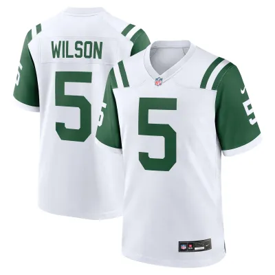 Men's New York Jets Garrett Wilson White Classic Alternate Game Jersey 01