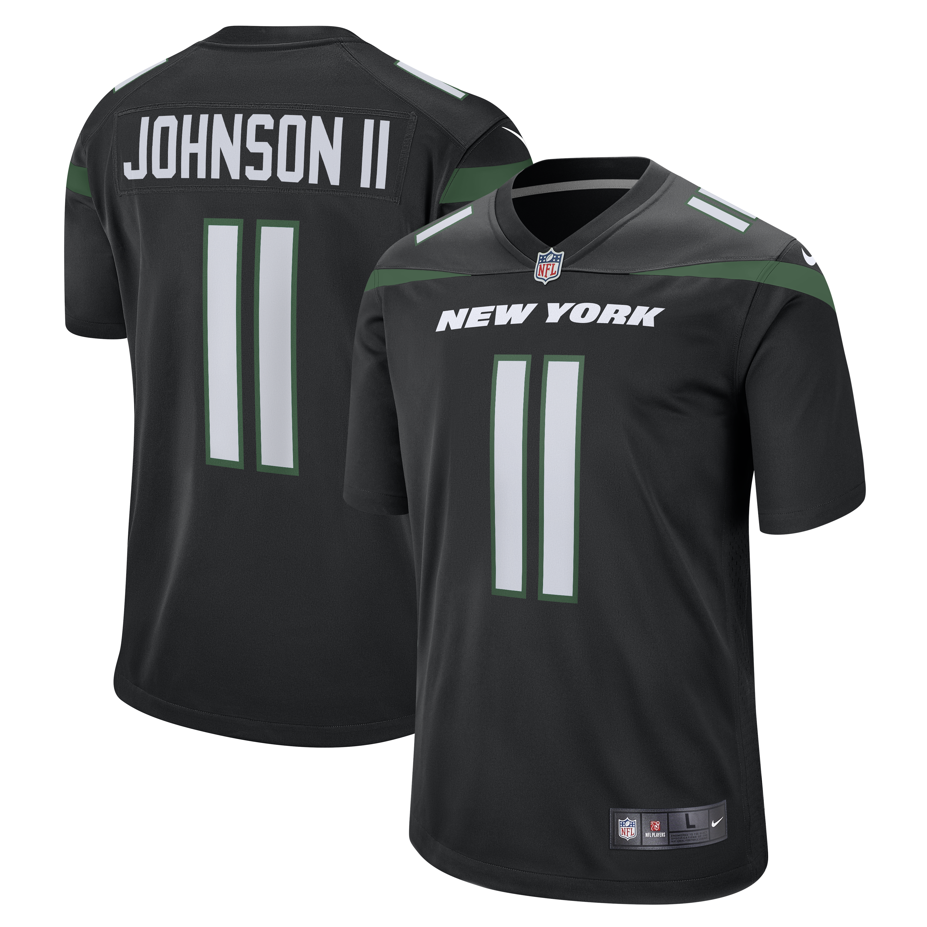 Men's New York Jets Jermaine Johnson II Stealth Black Alternate Game Jersey