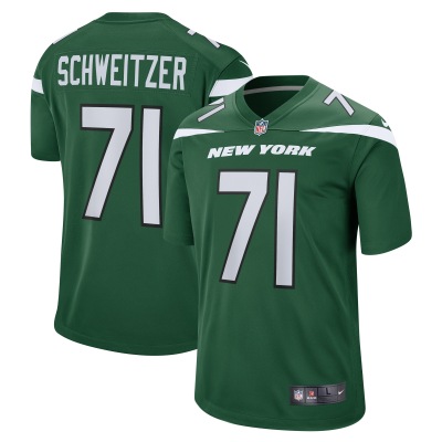 Men's New York Jets Wes Schweitzer Green Game Jersey 01
