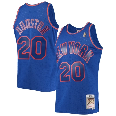 Men's New York Knicks Allan Houston Blue 1996/97 Throwback Dark Swingman Jersey 01