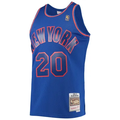 Men's New York Knicks Allan Houston Blue 1996/97 Throwback Dark Swingman Jersey 02