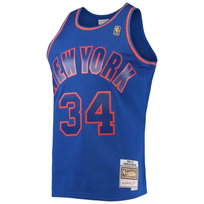 Men's New York Knicks Charles Oakley Blue 1996/97 Hardwood Classics Swingman Jersey 02