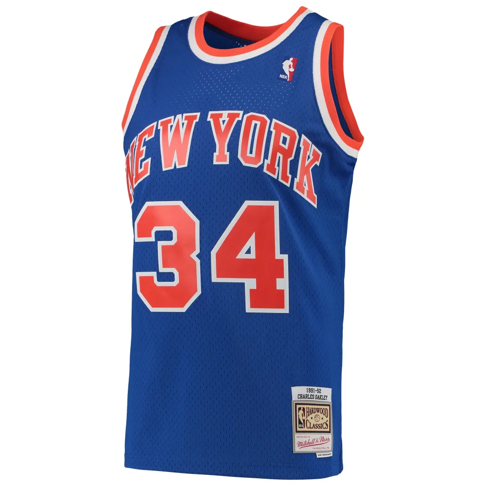 Men's New York Knicks Charles Oakley Blue Hardwood Classics Swingman Jersey
