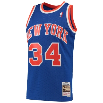 Men's New York Knicks Charles Oakley Blue Hardwood Classics Swingman Jersey 02