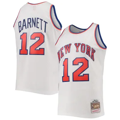Men's New York Knicks Dick Barnett White 1969/70 Hardwood Classics Swingman Jersey 01