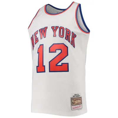 Men's New York Knicks Dick Barnett White 1969/70 Hardwood Classics Swingman Jersey 02