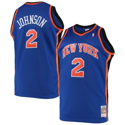 Men's New York Knicks Larry Johnson Blue 1998/99 Big & Tall Hardwood Classics Swingman Jersey 01