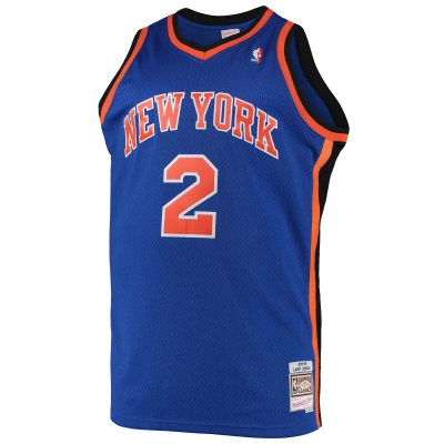 Men's New York Knicks Larry Johnson Blue 1998/99 Big & Tall Hardwood Classics Swingman Jersey 02