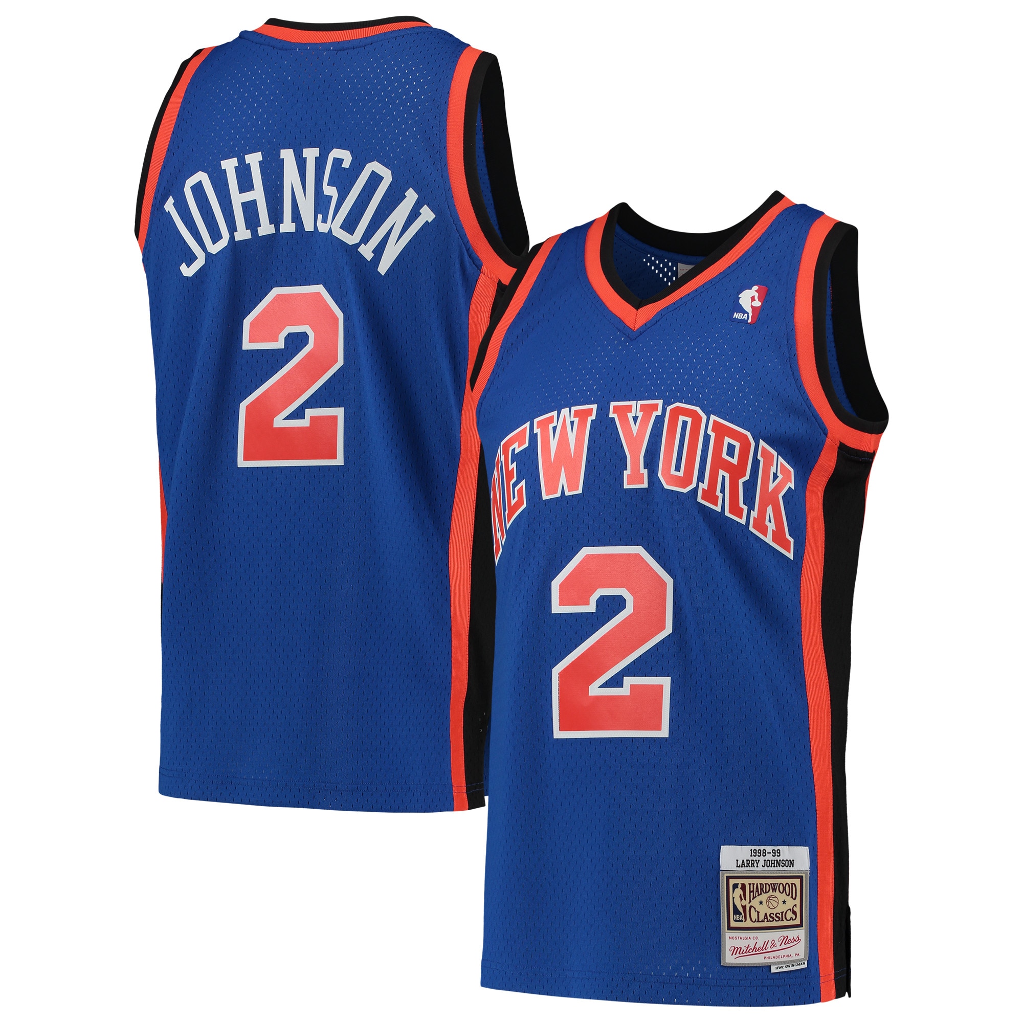 Men's New York Knicks Larry Johnson Blue 1998/99 Hardwood Classics Swingman Jersey