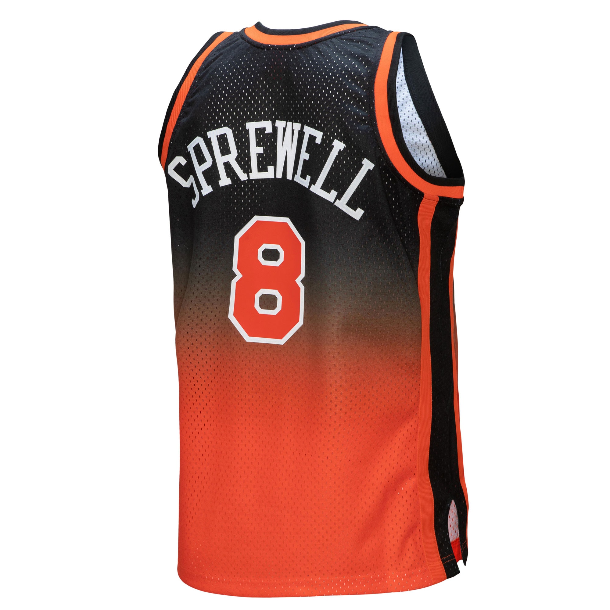 Men's New York Knicks Latrell Sprewell Orange/Black 1998/99 Hardwood Classics Fadeaway Swingman Jersey