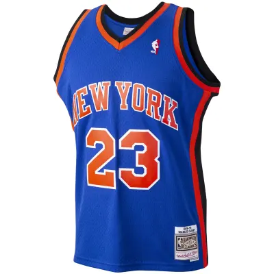 Men's New York Knicks Marcus Camby Blue 1998/99 Hardwood Classics Swingman Jersey 02