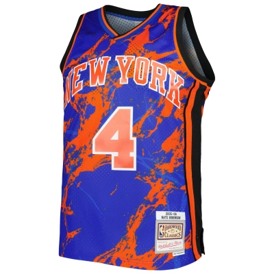 Men's New York Knicks Nate Robinson Blue 2005/06 Hardwood Classics Marble Swingman Jersey 02
