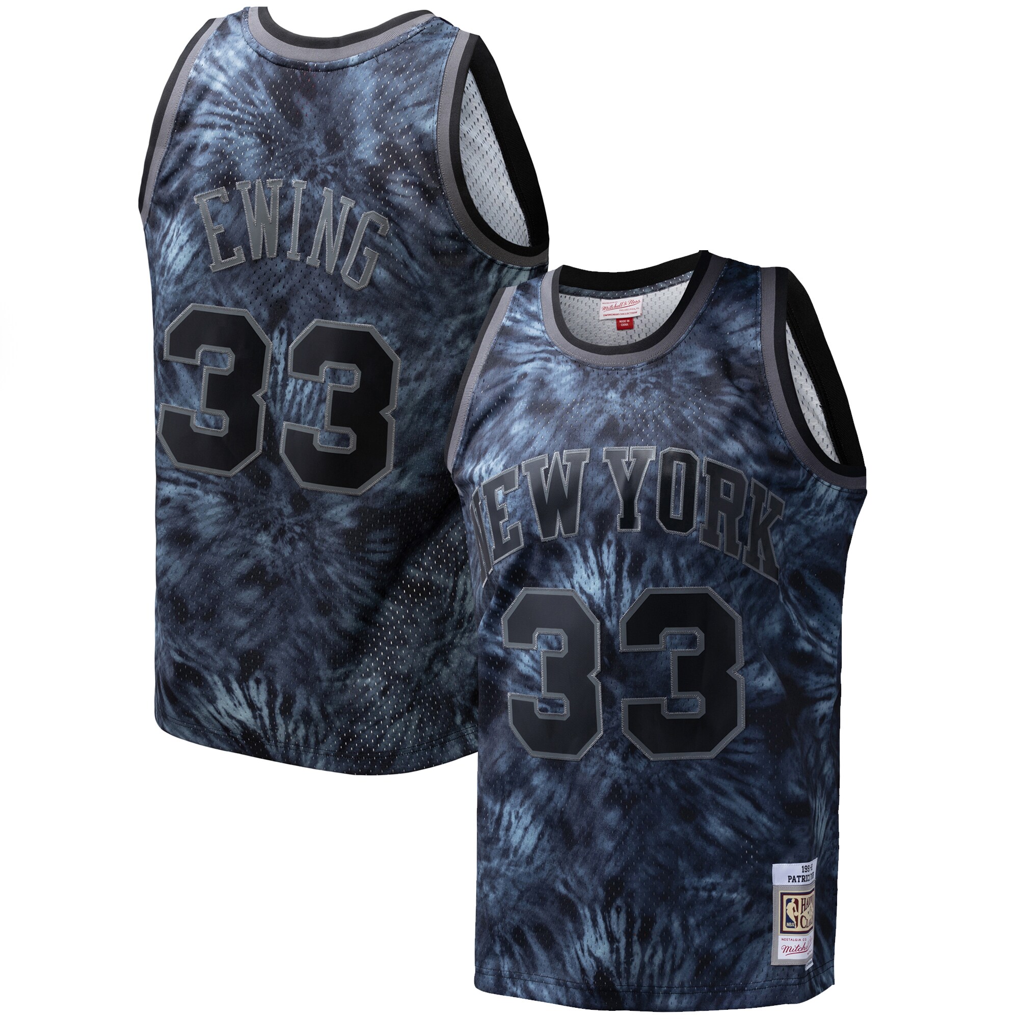 Men's New York Knicks Patrick Ewing Black Hardwood Classics 1991/92 Tie-Dye Swingman Jersey