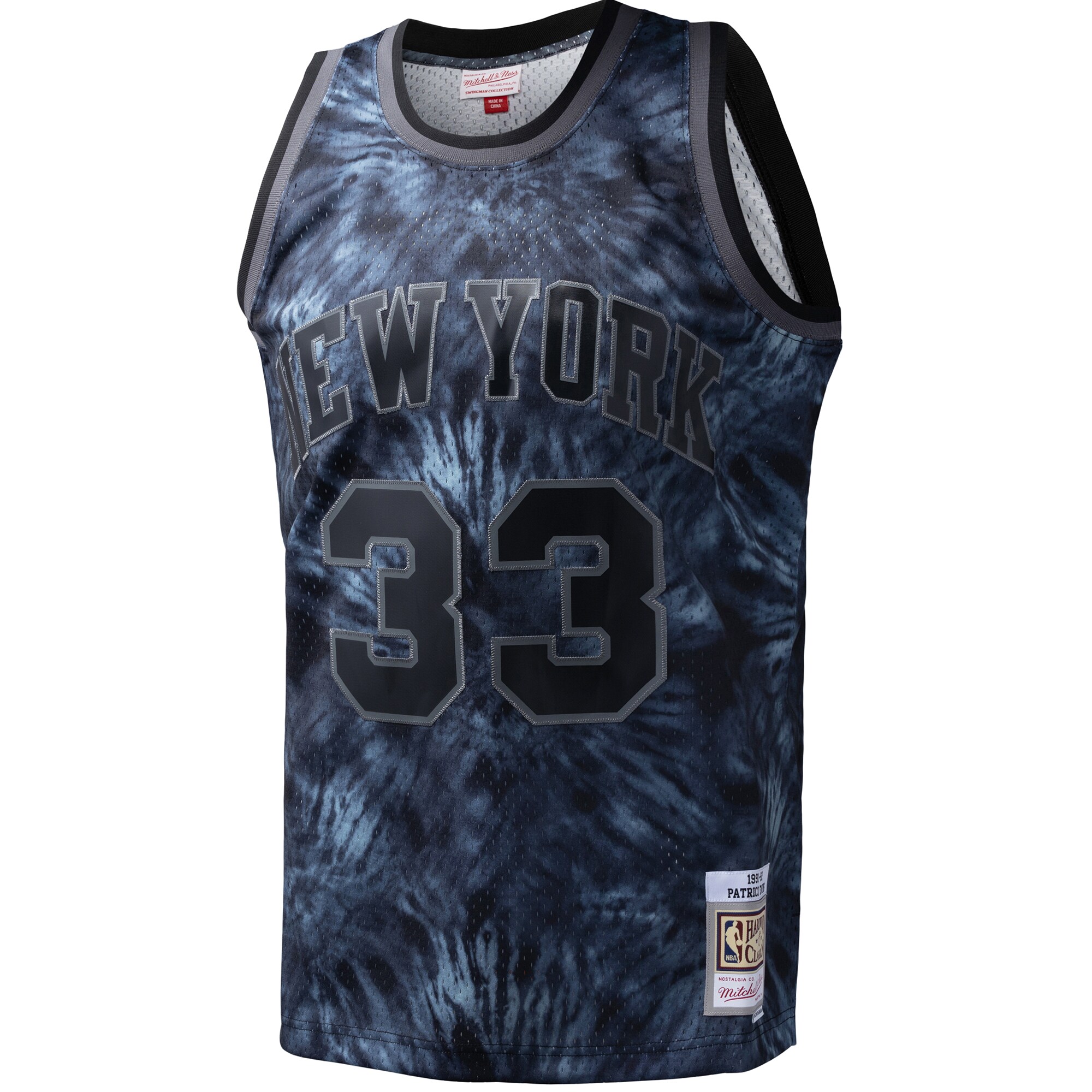 Men's New York Knicks Patrick Ewing Black Hardwood Classics 1991/92 Tie-Dye Swingman Jersey