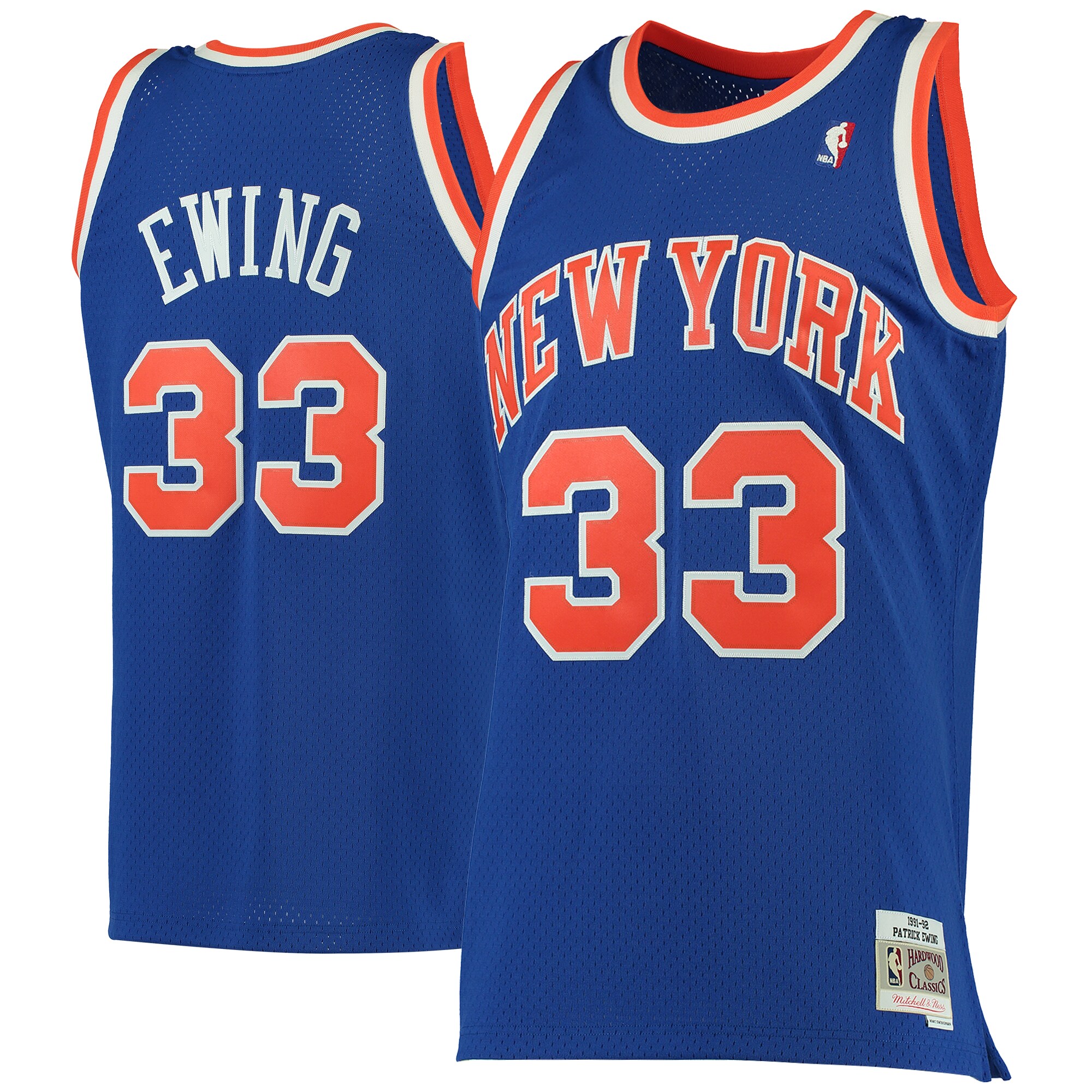 Men's New York Knicks Patrick Ewing Blue 1991/92 Hardwood Classics Swingman Jersey