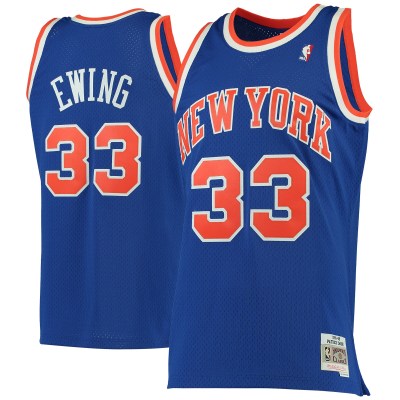 Men's New York Knicks Patrick Ewing Blue 1991/92 Hardwood Classics Swingman Jersey 01