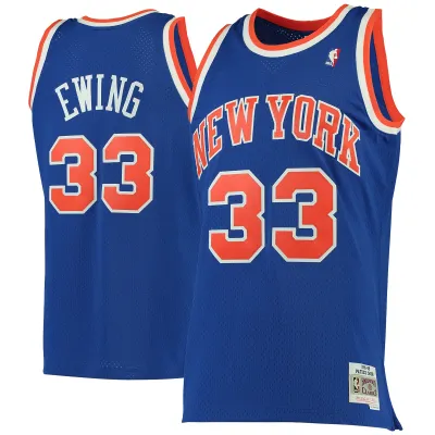 Men's New York Knicks Patrick Ewing Blue 1991/92 Hardwood Classics Swingman Jersey 01