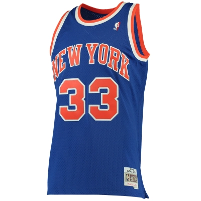 Men's New York Knicks Patrick Ewing Blue 1991/92 Hardwood Classics Swingman Jersey 02
