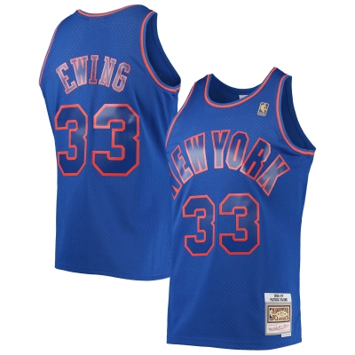 Men's New York Knicks Patrick Ewing Blue 1996/97 Hardwood Classics Swingman Jersey 01