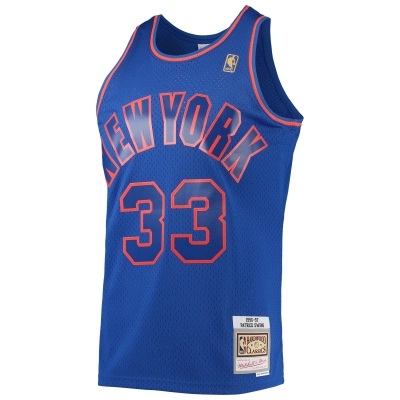 Men's New York Knicks Patrick Ewing Blue 1996/97 Hardwood Classics Swingman Jersey 02