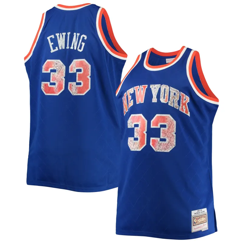 Men's New York Knicks Patrick Ewing Blue Big & Tall 1991/92 NBA 75th Anniversary Diamond Swingman Jersey