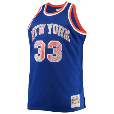 Men's New York Knicks Patrick Ewing Blue Big & Tall 1991/92 NBA 75th Anniversary Diamond Swingman Jersey 02