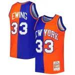 Men's New York Knicks Patrick Ewing Blue/Orange Hardwood Classics 1991/92 Split Swingman Jersey