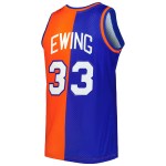 Men's New York Knicks Patrick Ewing Blue/Orange Hardwood Classics 1991/92 Split Swingman Jersey