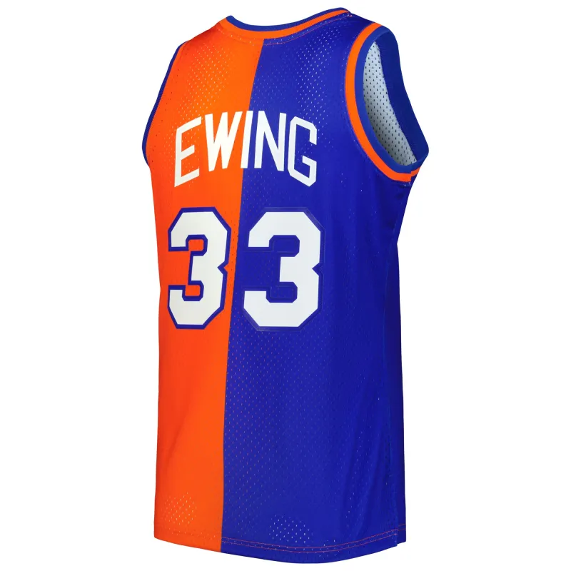 Men's New York Knicks Patrick Ewing Blue/Orange Hardwood Classics 1991/92 Split Swingman Jersey