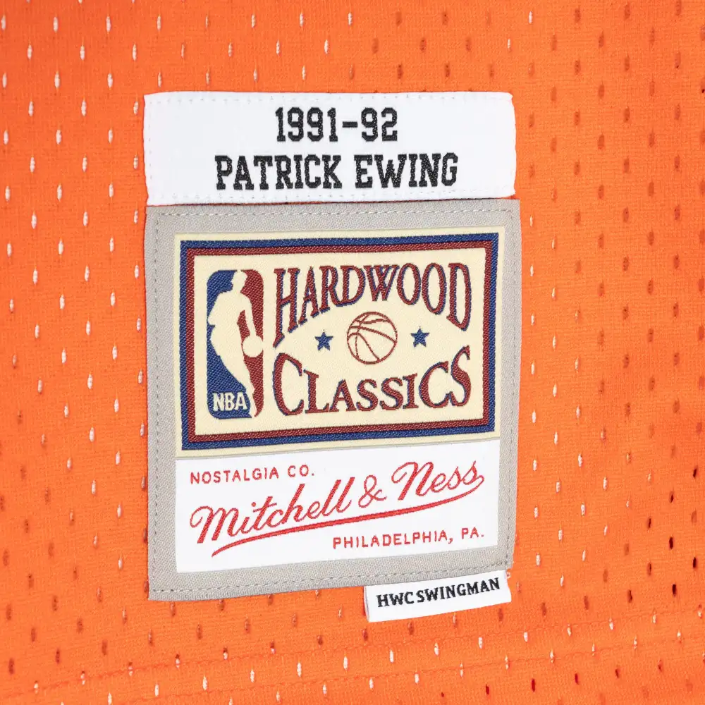 Men's New York Knicks Patrick Ewing Blue/Orange Hardwood Classics 1991/92 Split Swingman Jersey