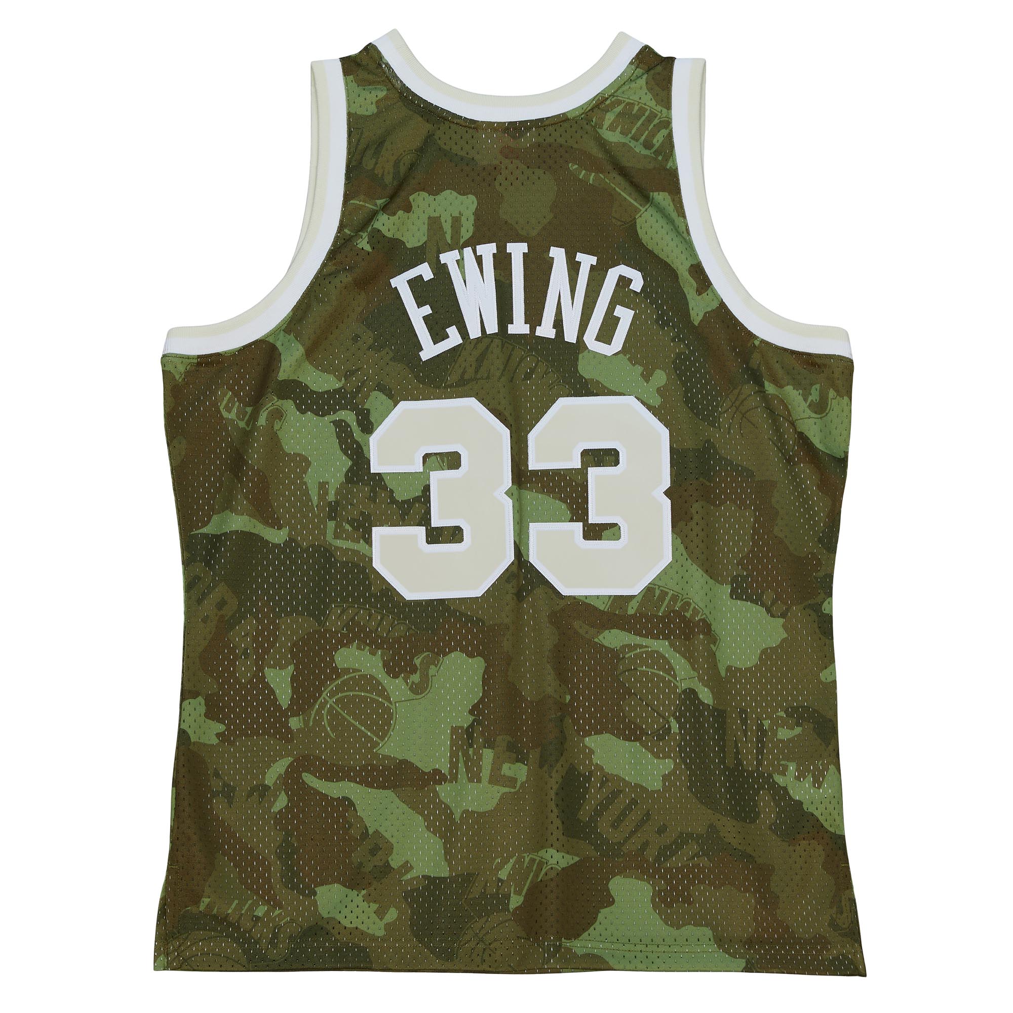 Men's New York Knicks Patrick Ewing Camo Hardwood Classics 1991/92 Ghost Green Swingman Jersey