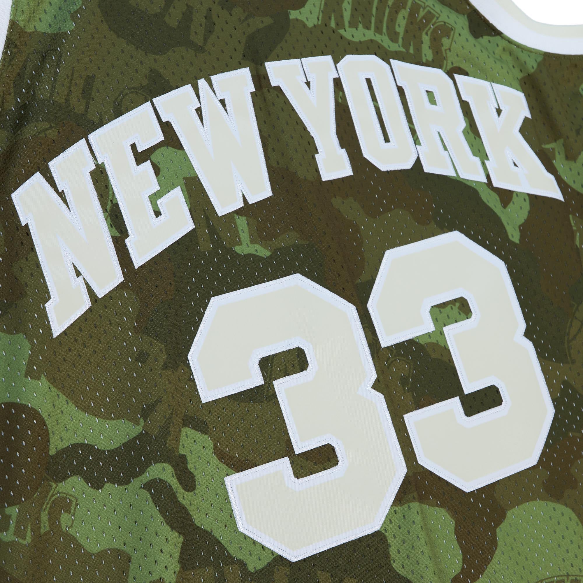 Men's New York Knicks Patrick Ewing Camo Hardwood Classics 1991/92 Ghost Green Swingman Jersey