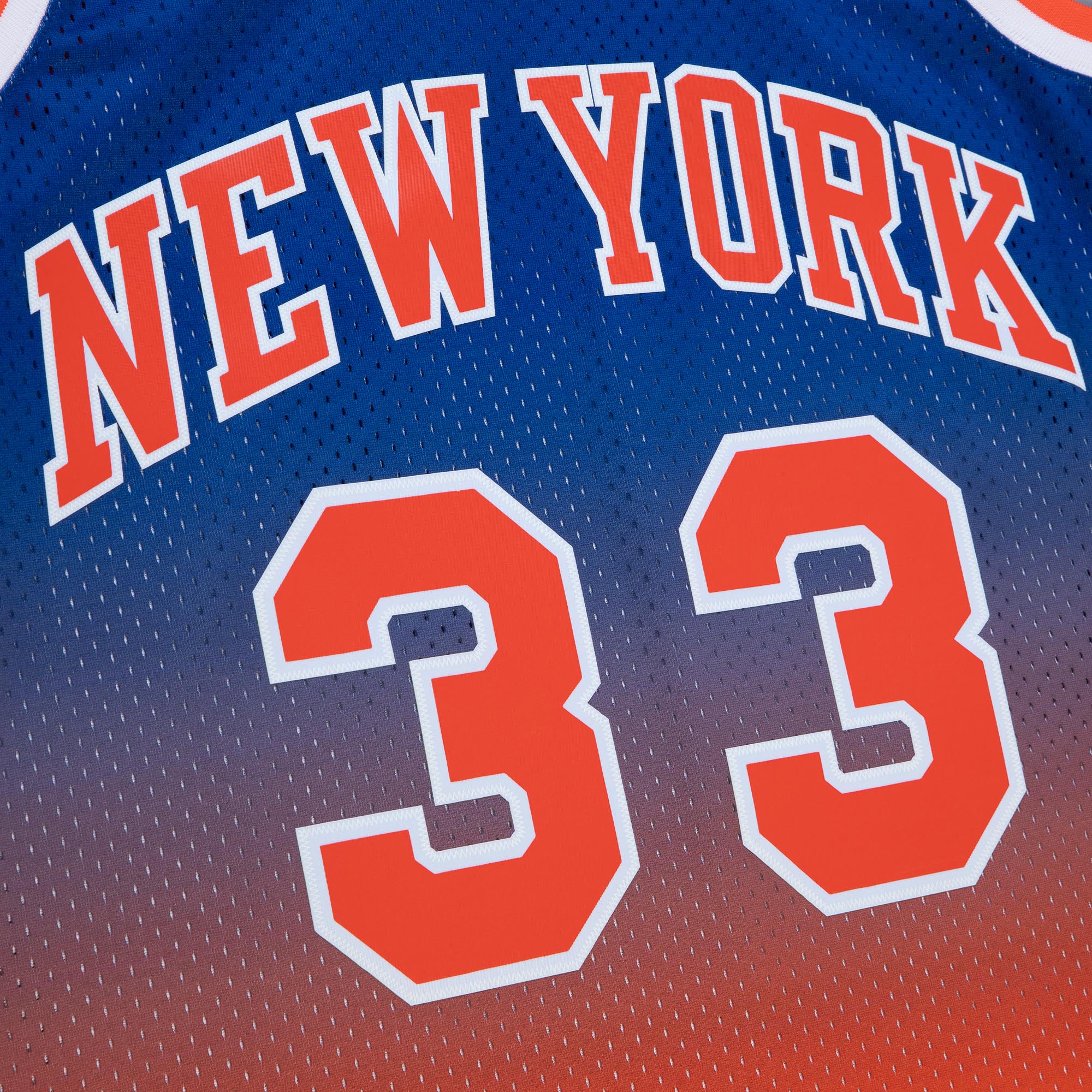 Men's New York Knicks Patrick Ewing Orange/Royal 1991/92 Hardwood Classics Fadeaway Swingman Jersey