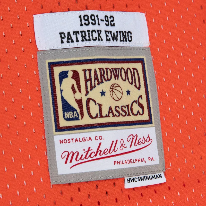 Men's New York Knicks Patrick Ewing Orange/Royal 1991/92 Hardwood Classics Fadeaway Swingman Jersey