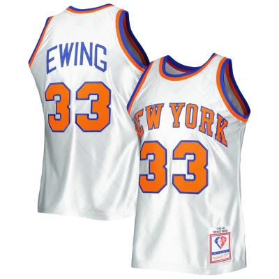 Men's New York Knicks Patrick Ewing Platinum 1985/86 Hardwood Classics 75th Anniversary Swingman Jersey 01