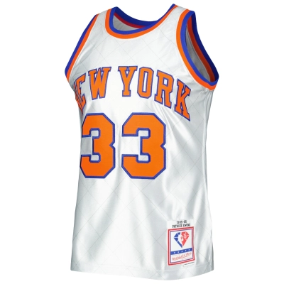 Men's New York Knicks Patrick Ewing Platinum 1985/86 Hardwood Classics 75th Anniversary Swingman Jersey 02