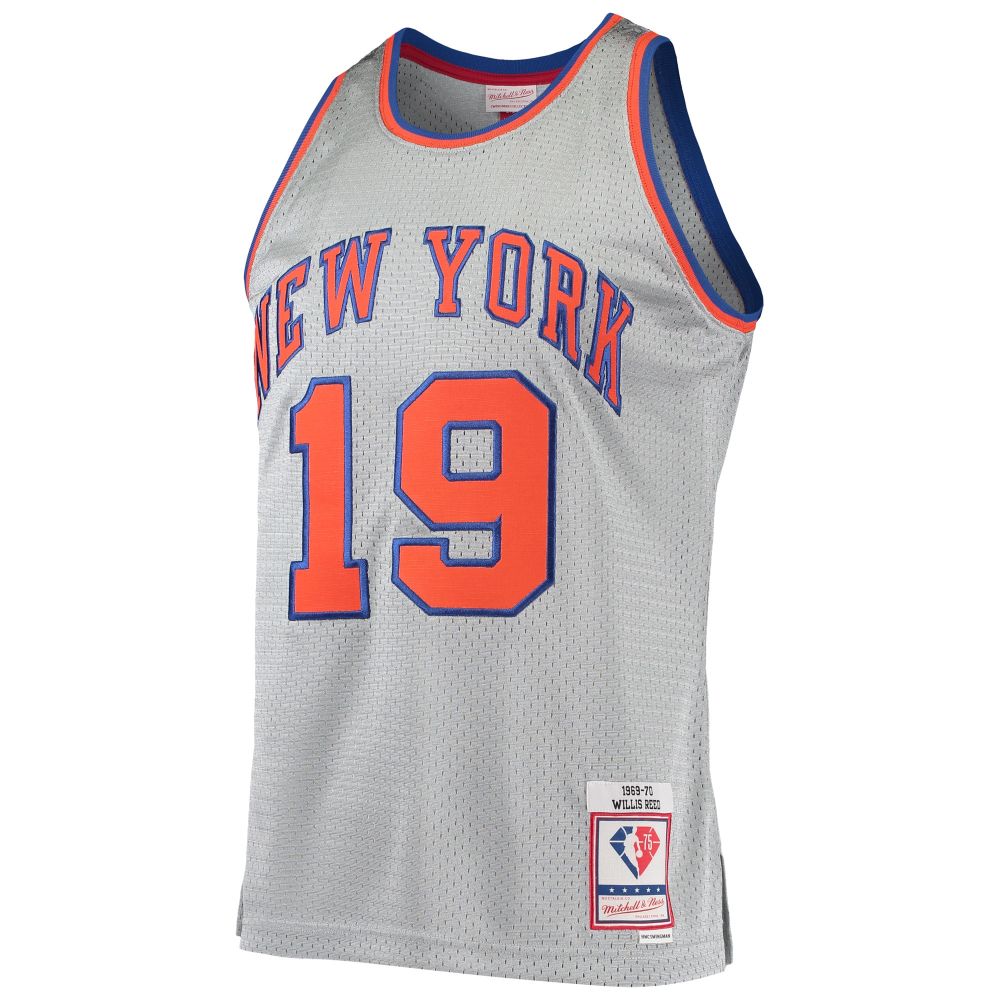 Men's New York Knicks Willis Reed Silver 75th Anniversary 1969/70 Hardwood Classics Swingman Jersey