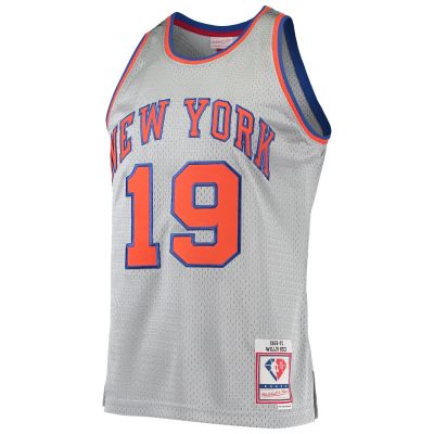 Men's New York Knicks Willis Reed Silver 75th Anniversary 1969/70 Hardwood Classics Swingman Jersey 02