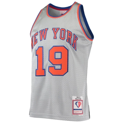 Men's New York Knicks Willis Reed Silver 75th Anniversary 1969/70 Hardwood Classics Swingman Jersey 02