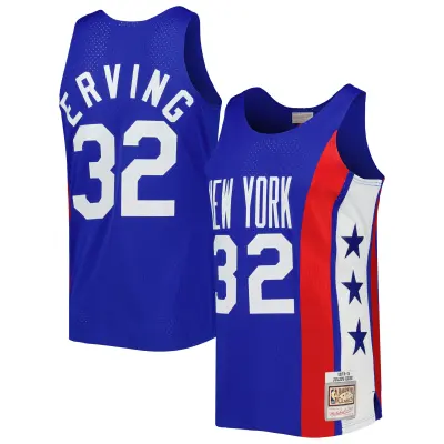 Men's New York Nets Julius Erving Blue Hardwood Classics Swingman Jersey 01