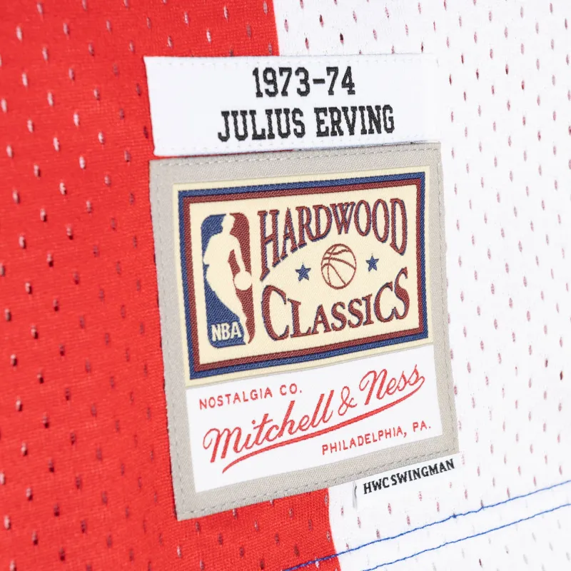 Men's New York Nets Julius Erving Blue/Red Hardwood Classics 1973/74 Split Swingman Jersey