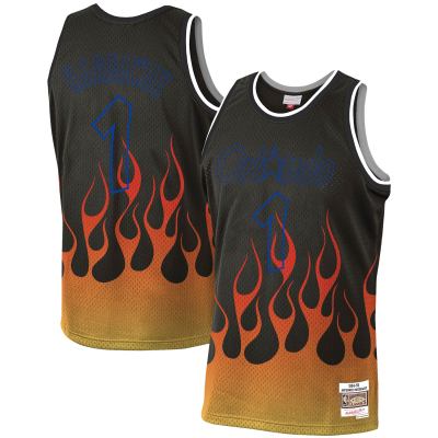 Men's Orlando Magic Penny Hardaway Black 1994/95 Hardwood Classics Flames Swingman Jersey 01