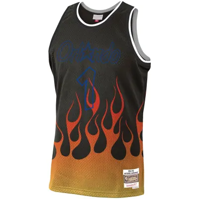 Men's Orlando Magic Penny Hardaway Black 1994/95 Hardwood Classics Flames Swingman Jersey 02